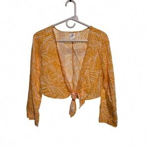 Shade & Shore Yellow Leaf Print Blouse